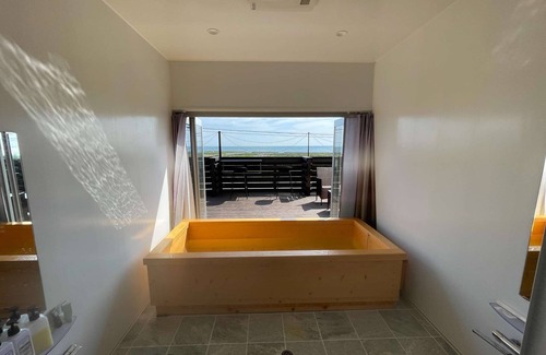 Ichinomiya Villa | Overlooking the Olympic surf venue from the cypress bath and large terrace.