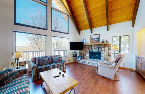 Cedar Glen House | Peaceful mountain view home with fireplace, gas grill, & balcony