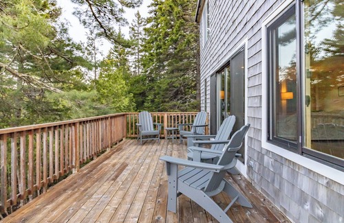 Southwest Harbor House | Peaceful private woodland home, open and airy, with ocean views and fire pit