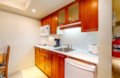 Whistler Village Apartment | Perfect 5th-floor studio with ski & mountain views & fireplace