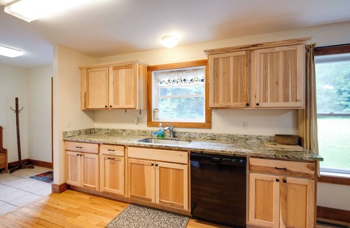 Lake George House | Pet Friendly Red House: Short Walk to Private Dock & Lake George!