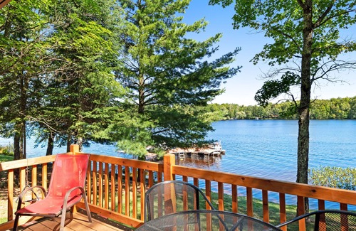 Presque Isle Cabin | Picturesque waterfront cabin w/a deck, firepit, & recreational pier