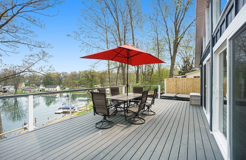 Plainwell House | Pine Lake Overlook- Lakeside house, hot tub w/a view! Pontoon rental options!