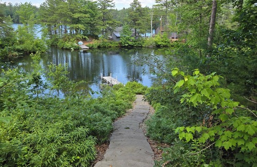 Pine River Pond House | Pine River Pond Paradise on the cove private dock, deck, patio, firepit, AC, W/D