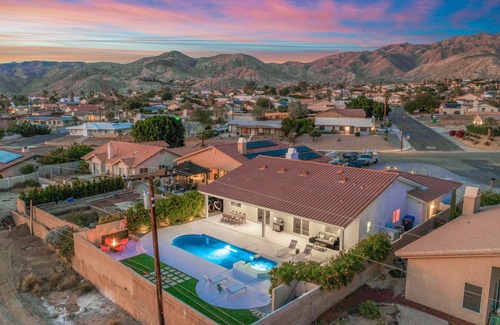 Desert Hot Springs House | PinkBlissHouz: Pool, Spa, Firepit, Themed Rooms