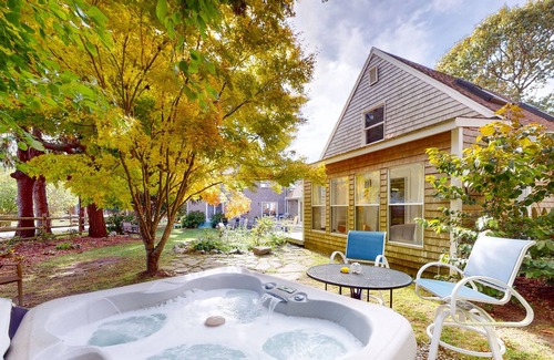 Cataumet House | Pocasset harbor-view home with private hot tub, Ping-Pong, grill & W/D