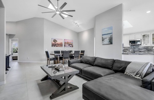 Desert Hot Springs House | Pristine Home w/Panoramic Mountain & Desert Views! A step above — LITERALLY —