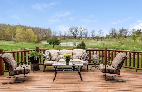 Sheboygan House | Private 15 Acre Log Home Retreat with Pond!