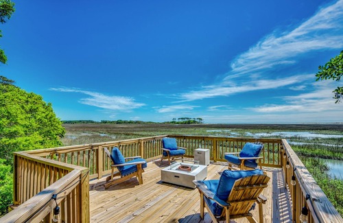 North Myrtle Beach Cottage | Private A-Frame home with HOT TUB and FIREPIT! Two large decks with Ocean views!