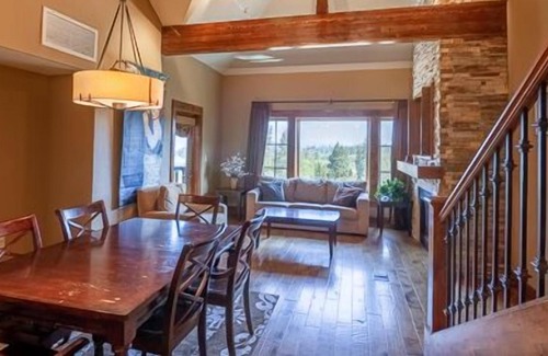 Tamarack Condo | Private Balcony | Stunning Wood Accented Living Room | Walk-in Shower and Deep Soaker Tub