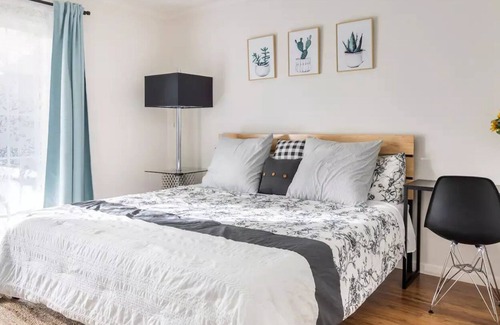 Berryessa House | Private bedroom overlooking beautiful yard & pool