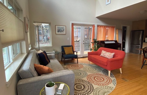 Matthews Beach Cottage | Private Cottage with soaring vaulted ceiling