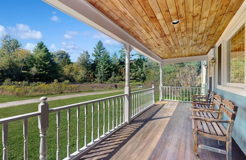 Waitsfield House | Private house w/seasonal mountain & meadow views, pond, balcony, porch, jacuzzi