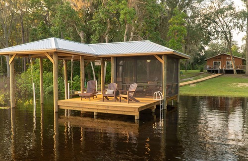 Hawthorne House | Private lakefront home w/large dock, pets welcome, Wi-Fi, kayaks, boat rental.