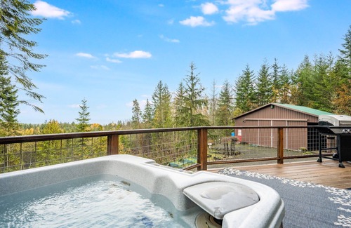 Port Angeles Cabin | Private, ocean view cabin close to ONP; hot tub/game-room
