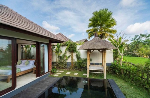 Kenderan House | Private pool with tropical garden, overlooking the stunning rice paddies