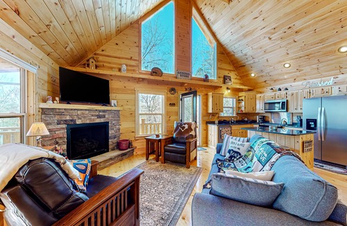 Murphy Cabin | Private retreat near downtown with mtn views, fireplace, AC, & Hot tub