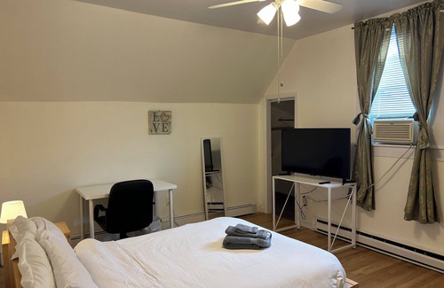 West Roxbury Apartment | Private space on the third floor with full size bed, twin bed and private bath