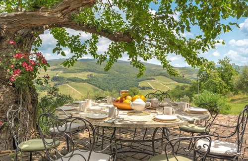 Radda in Chianti Villa | Private Villa with private pool, hot tub, WIFI, TV, patio, panoramic view, close to Greve In Chianti