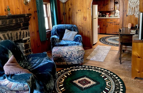 Moravian Falls Cabin | Quaint, historic, comfy LOG CABIN on a stream! Propane fireplace w/cosy fire!