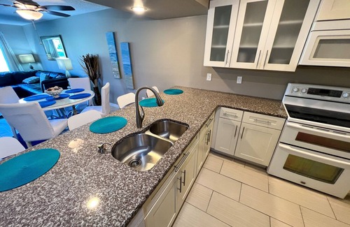 Panama City Beach Villa | Quiet-Relaxing-Modern-Sleeps 8-Walk to the Beach!