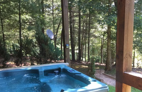 Dial Cabin | Real Log Cabin Blue Ridge GA Family & Couples Getaway with fireplaces & hottub