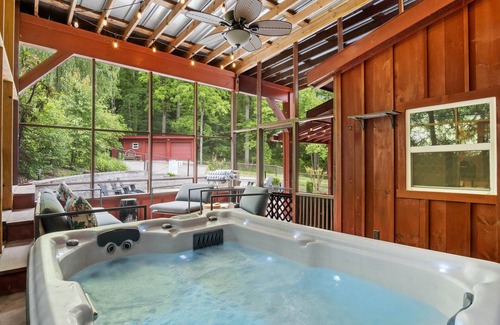 Weaverville House | Red Barn Retreat | Private Pool, Hot Tub & Game Room