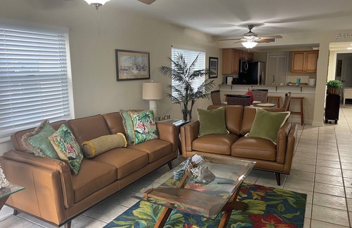 Pensacola Beach Condo | Regency Towers #208W, beach chairs, umbrellas, new leather couches!