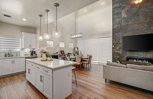 El Paso House | Relax and recharge in this stylish West El Paso home featuring a spacious king suite, dedicated workspace, and a private fenced backyard with BBQ grill and outdoor seating. Just minutes from shopping, dining, and hiking trails, it’s the perfect stay!
