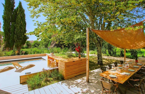 Vagnas House | Relax to the fullest in this idyllically located vacation home with pool.
