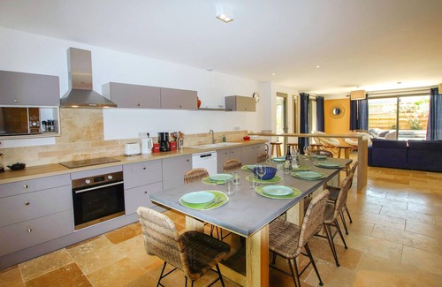 Vagnas House | Relax to the fullest in this idyllically located vacation home with pool.