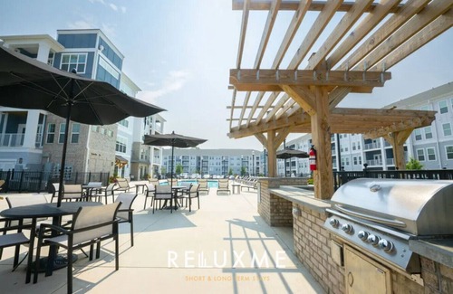 Paw Creek Apartment | Reluxme|Chic 2BR w/Balcony, Gym & Pool Near Mall