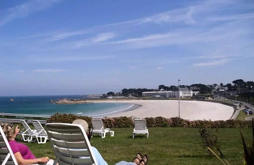 Trevou-Treguignec Apartment | Residence Les Terrasses de la Plage - Studio 2 People Terrace - Sea view
