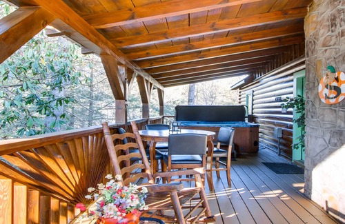 Gatlinburg Cabin | Resort Pool! Mountain Views! 3 mi to the strip! Hot tub-pool table- Huge porch!
