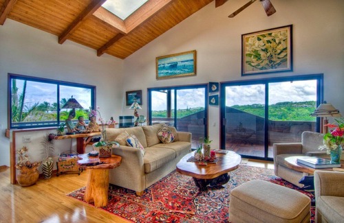 Kalihiwai House | Ridge line home with pool, ocean and valley views