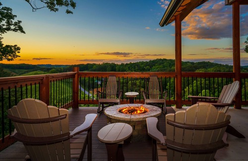 Sevierville Cabin | Ridge Top Retreat: Mtn Views, Indoor Pool, Theater, Games, Hot Tub, Wifi