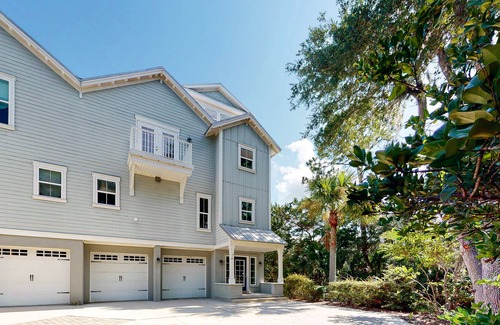 St. Marys House | Riverfront dog-friendly townhome with fireplace, dock access & pickleball