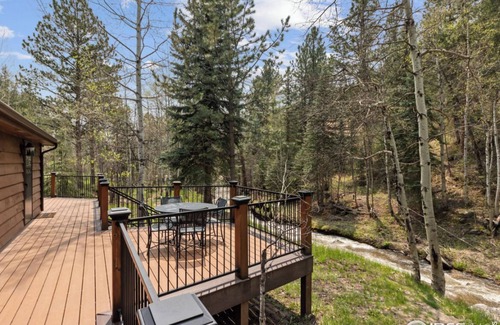 Drake Cabin | Riverfront Updated Cabin Close to Estes Park New Hot Tub 3 Private Acres Pet OK