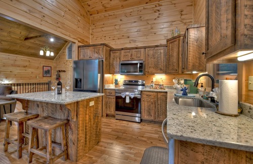 Mineral Bluff Cabin | Rohring Retreat - Bask in comfort on the deck and play games in the game room!