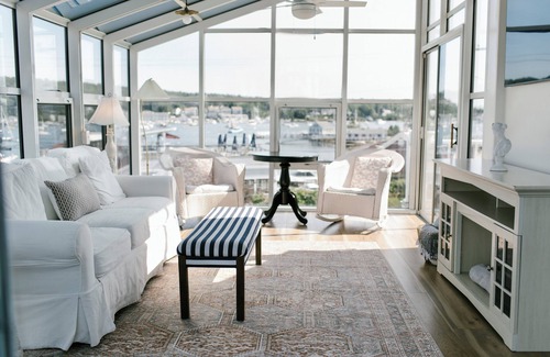 Boothbay Harbor Hotel | Room 15 at Admiral's Quarters Penthouse | Stunning Views + King Bed + Trundle
