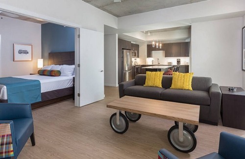 Civic District Resort | Roomy Studio at Austin Resort! Complete with Rooftop Pool, Fire Pit, and More!