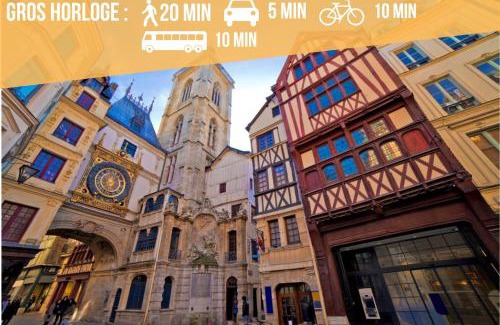 Coteaux Ouest Apartment | Rouen : Vue panoramique sur la seine avec parking