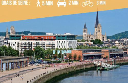 Coteaux Ouest Apartment | Rouen : Vue panoramique sur la seine avec parking