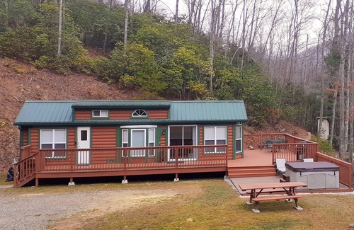 Topton Cabin | Running Squirrel Ridge cabin w/Hot tub+WiFi+firepit+deck & trails w/lake view!
