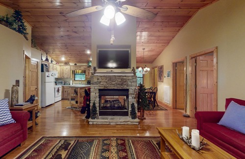 Hiawassee Cabin | Rustic charmer w/mountain views, fireplace, grill, yard-Dogs Welcome