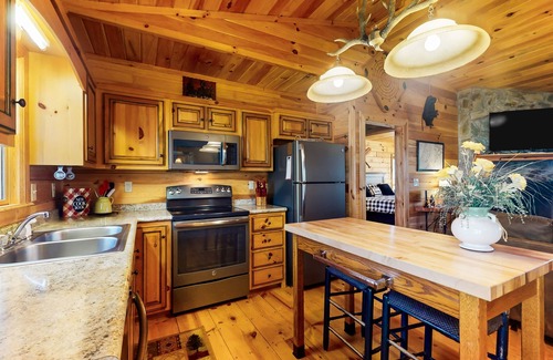 Blue Ridge Cabin | Rustic dog-friendly cabin with deck, fireplace, grill, forest views, & streaming