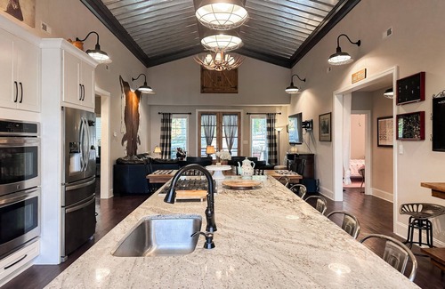 Sharps Chapel House | Rustic lakeside home with private dock, firepit, grill, smoker, and mtn views