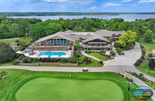 Fontana Condo | Sail Away @ Abbey Springs |Golf Cart |Golf Course |Wooded View |Wraparound Deck |Pool |Tennis |Beach