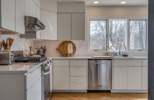 Town of Southold Town House | Scandinavian modern style meets the North Fork with gunite pool.