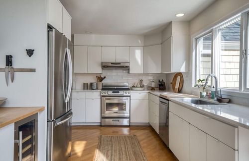 Town of Southold Town House | Scandinavian modern style meets the North Fork with gunite pool.